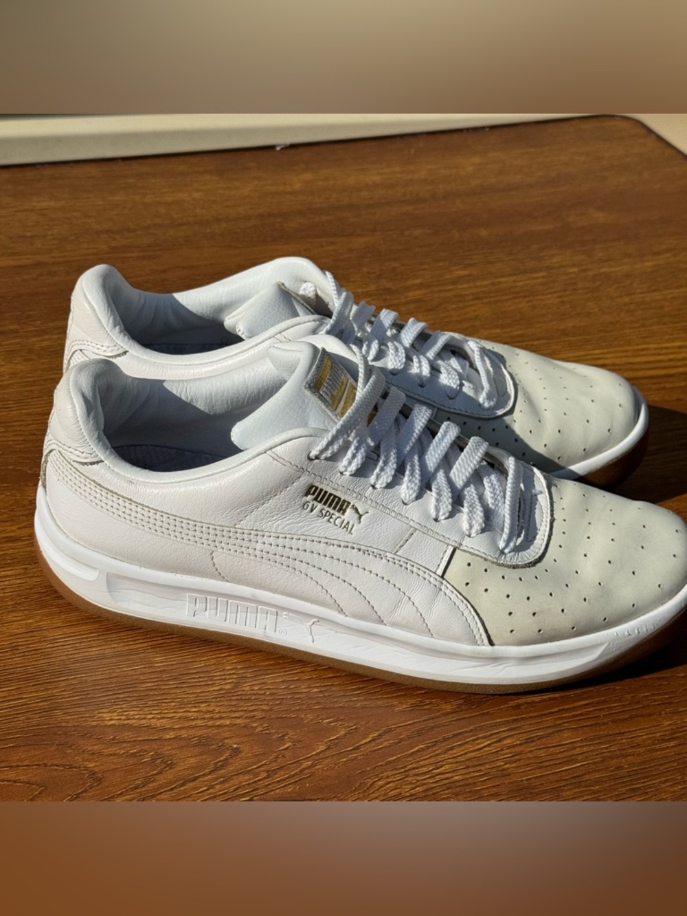 Puma GV Special White Leather Sneakers Men’s US 10.5 Gum Sole Casual Shoes - Picture 10 of 11